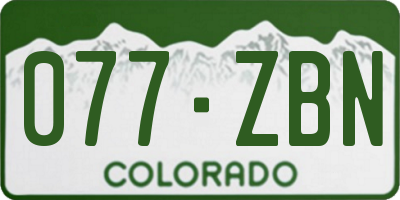 CO license plate 077ZBN