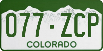 CO license plate 077ZCP
