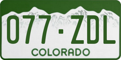 CO license plate 077ZDL