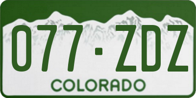 CO license plate 077ZDZ