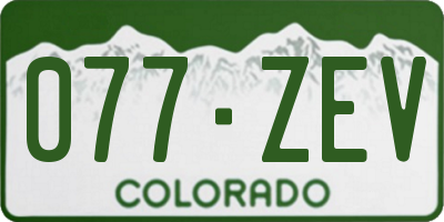 CO license plate 077ZEV
