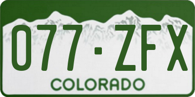 CO license plate 077ZFX