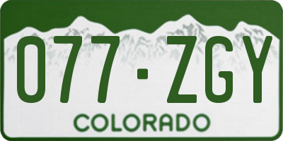 CO license plate 077ZGY