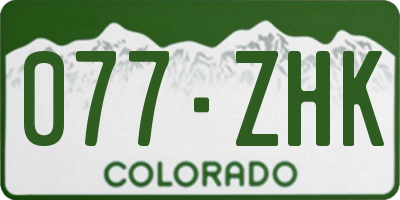 CO license plate 077ZHK
