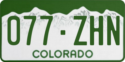 CO license plate 077ZHN