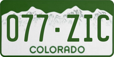 CO license plate 077ZIC