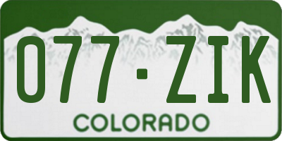 CO license plate 077ZIK
