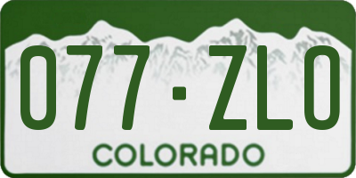 CO license plate 077ZLO
