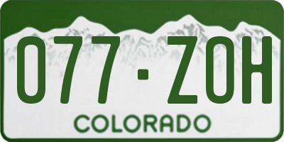 CO license plate 077ZOH
