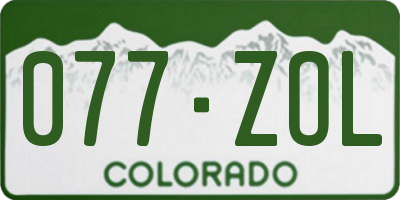CO license plate 077ZOL