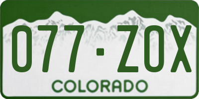 CO license plate 077ZOX