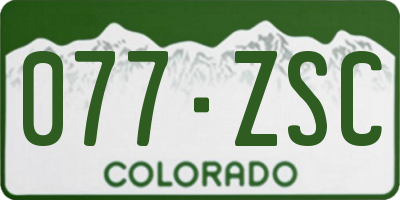 CO license plate 077ZSC