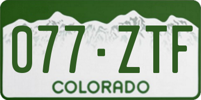 CO license plate 077ZTF