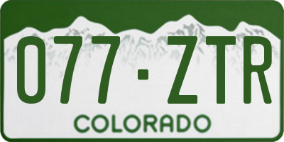 CO license plate 077ZTR