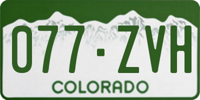 CO license plate 077ZVH