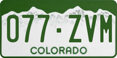 CO license plate 077ZVM