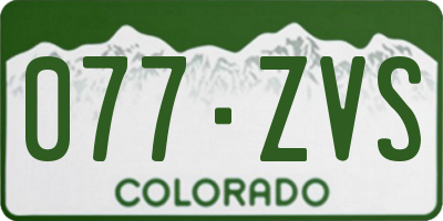 CO license plate 077ZVS