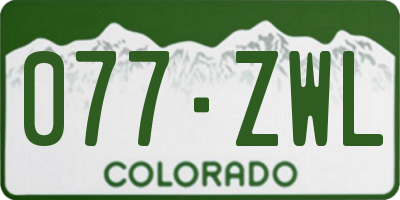 CO license plate 077ZWL