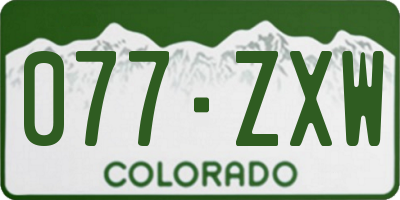 CO license plate 077ZXW