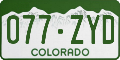 CO license plate 077ZYD