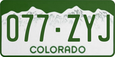CO license plate 077ZYJ