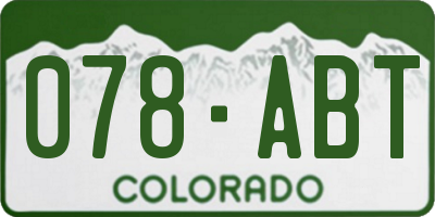 CO license plate 078ABT