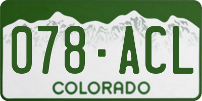 CO license plate 078ACL