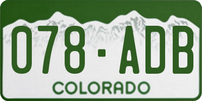 CO license plate 078ADB