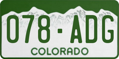 CO license plate 078ADG