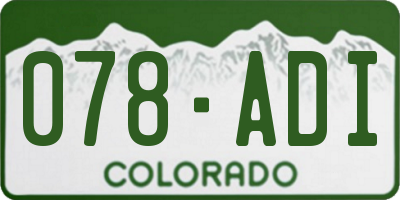CO license plate 078ADI