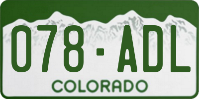 CO license plate 078ADL