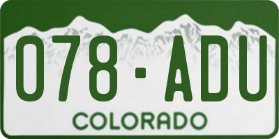 CO license plate 078ADU