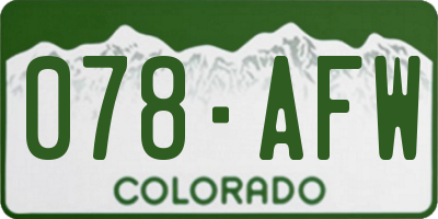CO license plate 078AFW
