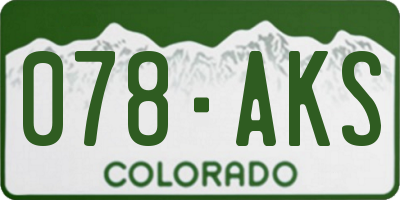 CO license plate 078AKS