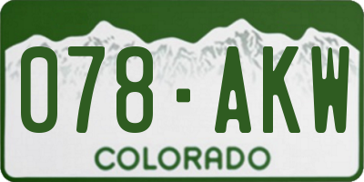 CO license plate 078AKW