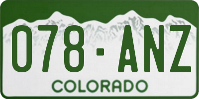 CO license plate 078ANZ