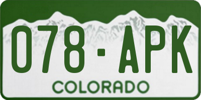 CO license plate 078APK