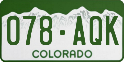 CO license plate 078AQK