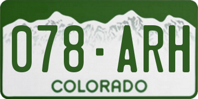 CO license plate 078ARH
