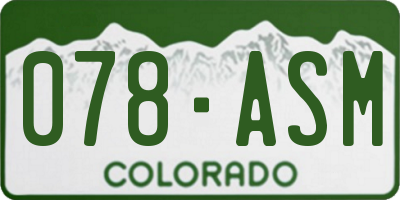 CO license plate 078ASM