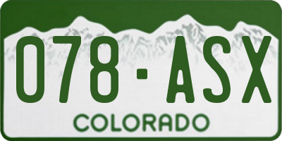 CO license plate 078ASX
