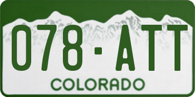 CO license plate 078ATT