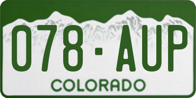 CO license plate 078AUP