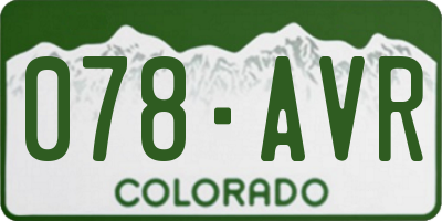 CO license plate 078AVR