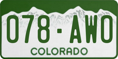 CO license plate 078AWO