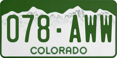 CO license plate 078AWW