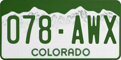 CO license plate 078AWX