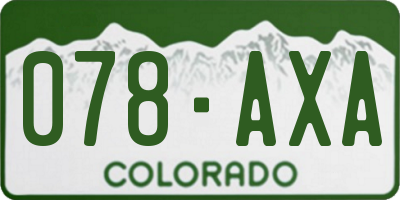 CO license plate 078AXA
