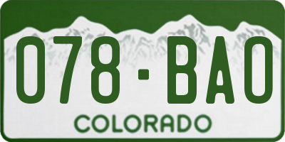 CO license plate 078BAO
