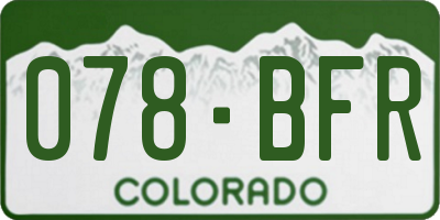 CO license plate 078BFR